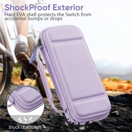 Étui de transport pour Switch & OLED, sac de voyage mignon à motif rose intérieur avec bandoulière réglable, Mauve lilas