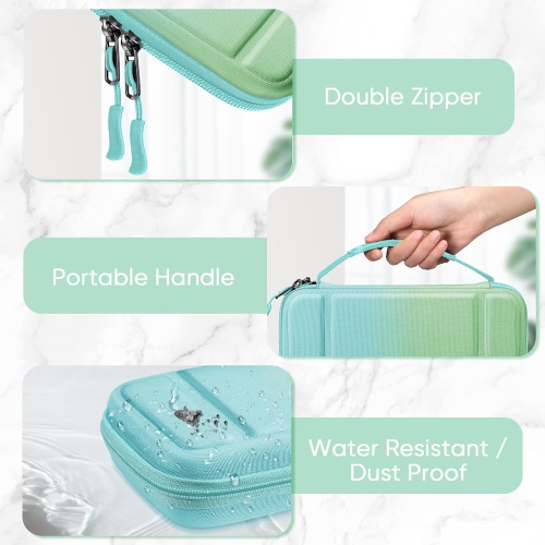 Carrying Case for Switch & OLED, Cute Travel Bag in Pretty Pattern Design of Pink Interior with an Adjustable Shoulder Strap, Seaside Ombre