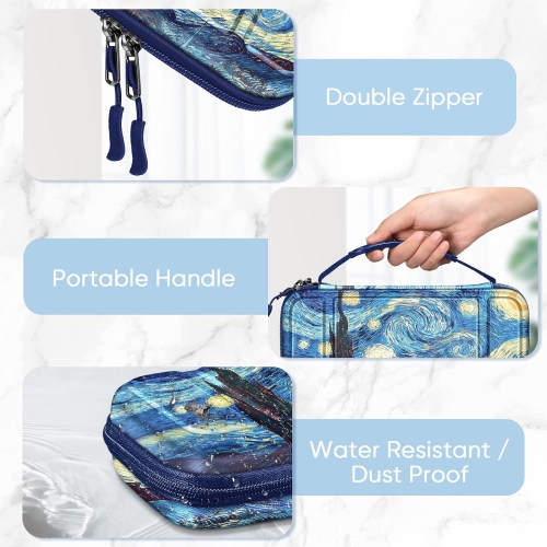 Carrying Case for Switch & OLED, Cute Travel Bag in Pretty Pattern Design of Pink Interior with an Adjustable Shoulder Strap, Starry Night