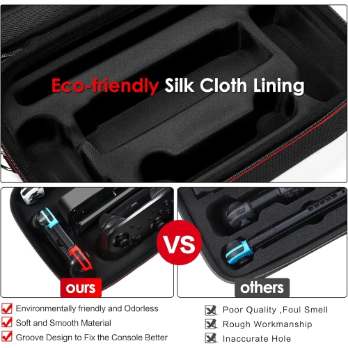 Carrying Storage Case for Nintendo Switch/Switch OLED Model, Portable Travel Protective Hard Messenger Bag Soft Lining 18 Games for Switch Console