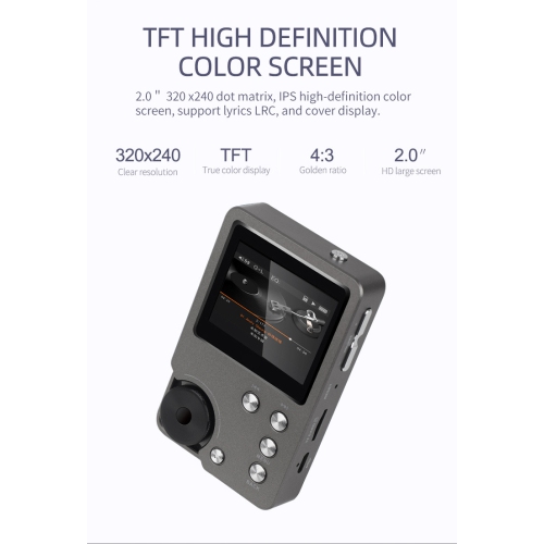 MP3 Player,Lossless DSD High Resolution MP3,Portable HiFi Digital Audio Music Player 64GB-Black