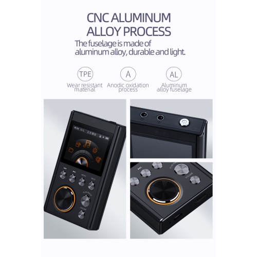 Portable Walkman Digital MP3 Player,HiFi MP3 Music Player,Mini Sports Music Player 64GB-Black