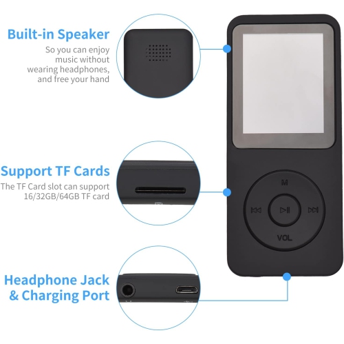 Lecteur MP3 Walkman Bluetooth FM MP4 Lecteur e-book 16G-Noir