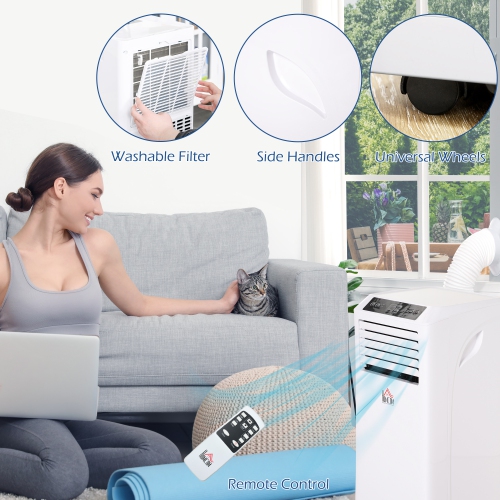 HOMCOM Portable Air Conditioner, 8,000 BTU Quiet AC Unit with Cooling, Dehumidifier & Fan Modes, 24H Timer, Remote Control, Rooms up to 344 Sq. ft