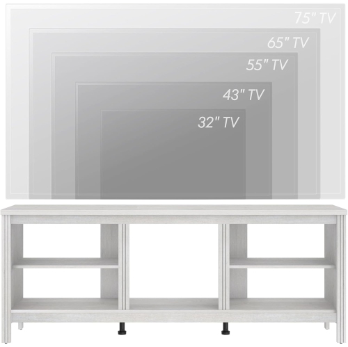 WAMPAT Farmhouse TV Stand for TVs up to 75 Inch, White Entertainment Center for 80 inch TV Console Table with 5 Cubby Storages for Living Room