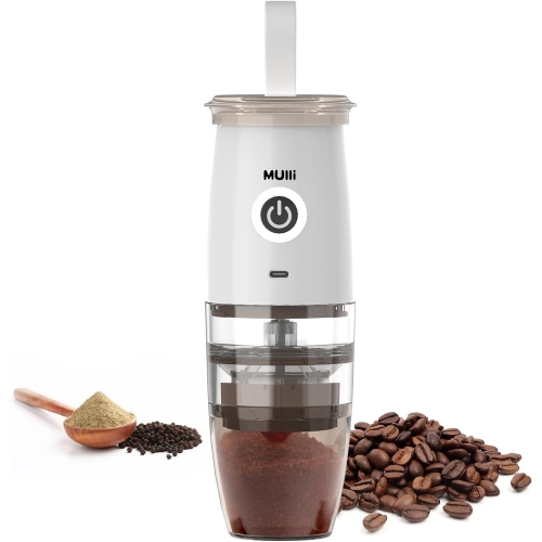 Image 1 of 5.. Mulli Portable Burr Coffee Grinder, 2-in-1 Electric & Manual, 5-Setting Adjustable Mill for Drip, Espresso, Pour-Over
