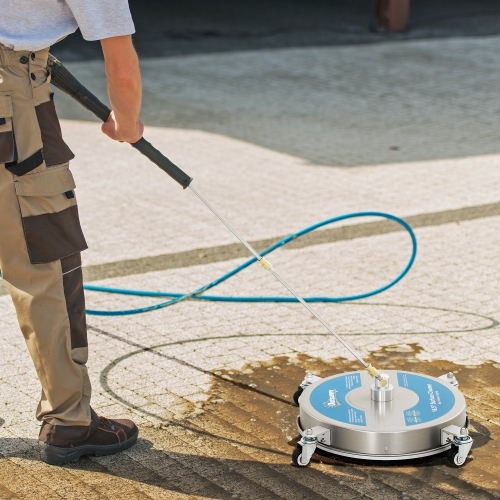 Outsunny 16" Pressure Washer Surface Cleaner with 4 Wheels, Stainless Steel Power Washer Surface Cleaner with 1/4" Quick Connector, 2 Extension