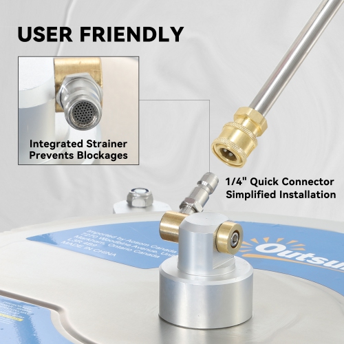 Outsunny 16" Pressure Washer Surface Cleaner with 4 Wheels, Stainless Steel Power Washer Surface Cleaner with 1/4" Quick Connector, 2 Extension