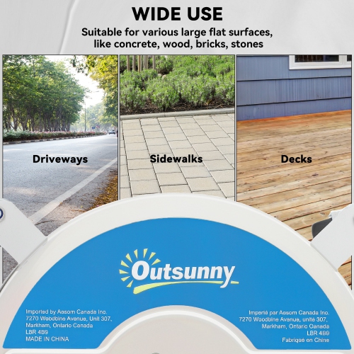 Outsunny 16" Pressure Washer Surface Cleaner with 4 Wheels, Stainless Steel Power Washer Surface Cleaner with 1/4" Quick Connector, 2 Extension