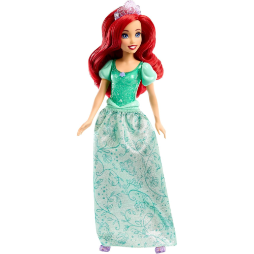 Jouets Disney Princess de Mattel, poupée mode Ariel, look scintillant avec cheveux rouges, yeux bleus et diadème, inspirés du film La petite sirène