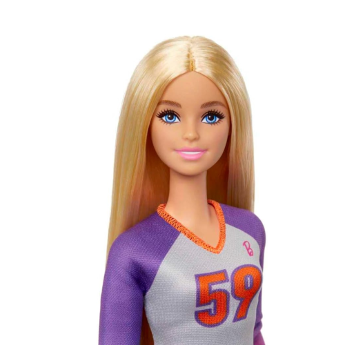Poupée mode et accessoire Barbie Careers, Joueur de volleyball Made to Move portant un uniforme amovible avec balle, 22 articulations pliables