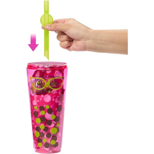 Poupée Barbie Pop Reveal et accessoires, série Bubble Tea avec poupée mode et animal de compagnie, 8 surprises incluant le changement de couleur,