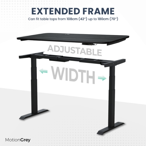 MotionGrey - Dual Motor Standing Desk with 4 Memory Settings, Adjustable Sit-Stand Computer Table for Home, Office & Gaming - 55" x 28" Black Top