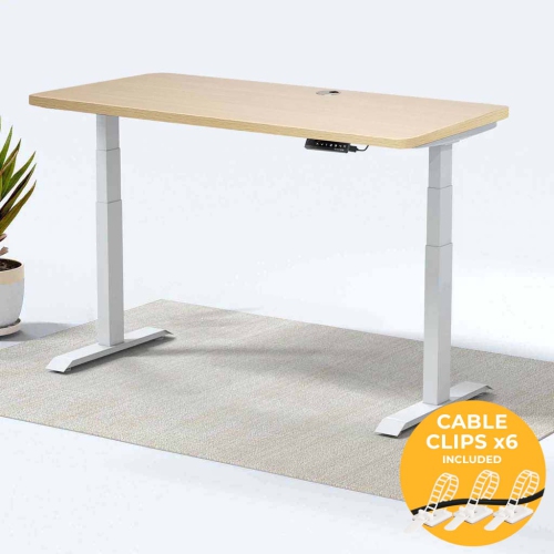 MotionGrey - Dual Motor Standing Desk with 4 Memory Settings, Adjustable Sit-Stand Computer Table for Home, Office & Gaming - 55" x 28" Oak Brown Top