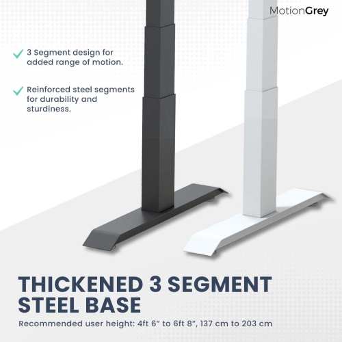 MotionGrey - Dual Motor Standing Desk with 4 Memory Settings, Adjustable Sit-Stand Computer Table for Home, Office & Gaming - 47" x 24" Black Oak Top