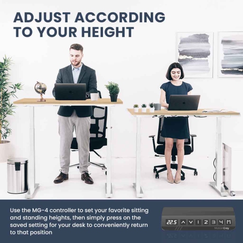 MotionGrey - Dual Motor Standing Desk with 4 Memory Settings, Adjustable Sit-Stand Computer Table for Home, Office & Gaming - 47" x 24" Oak Brown Top