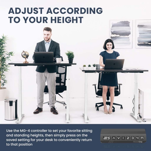 MotionGrey Motion Series - Dual German Bosch Motor Standing Desk Frame, Adjustable Sit-Stand Table Riser for Home, Office & Gaming - With Cable Clips