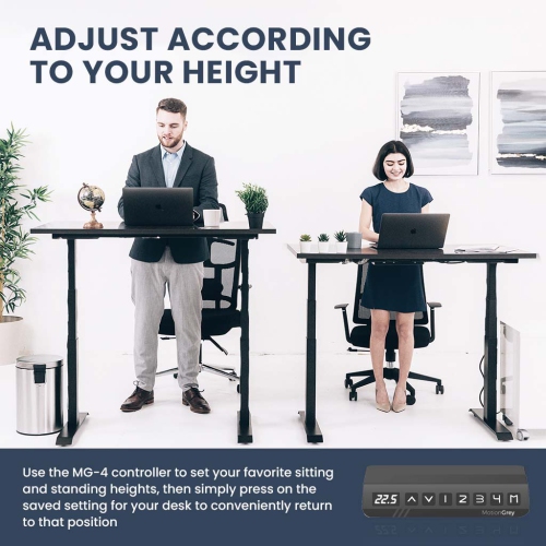 MotionGrey Motion Series - Dual German Bosch Motor Standing Desk Frame, Adjustable Sit-Stand Table Riser for Home, Office & Gaming - With Cable Clips