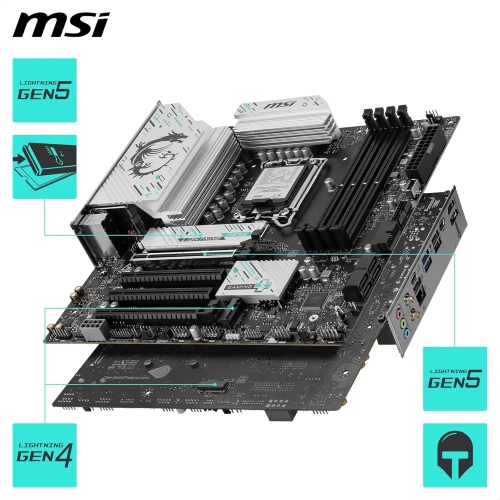 MSI B860M GAMING PLUS WIFI LGA 1851 Intel B860 SATA 6Gb/s DDR5 PCI-E x16 slot M.2 Thunderbolt4 5Gbps LAN BE1750x Wi-Fi 7 Micro ATX Motherboard