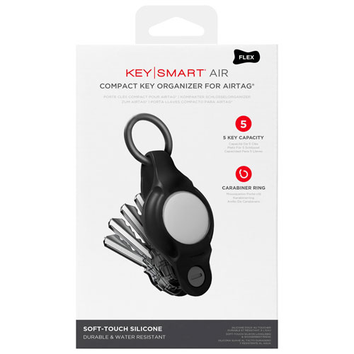 Porte-clés en silicone AirFlex de KeySmart pour AirTag - Noir