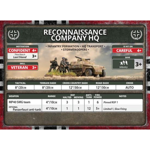 Flames of War German Armoured Reconnaissance Company HQ New