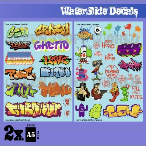 GREEN STUFF WORLD  Stuff World Decal Sheets - Train & Street Graffitis Mix New