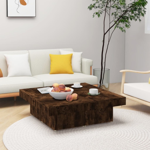vidaXL Coffee Table Smoked Oak 90x90x28 cm Engineered Wood