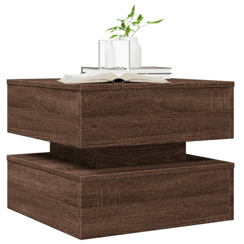 vidaXL Coffee Table with LED Lights Brown Oak 50x50x40 cm