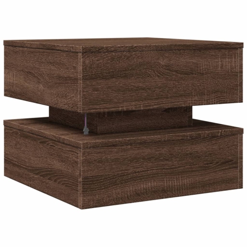 vidaXL Coffee Table with LED Lights Brown Oak 50x50x40 cm