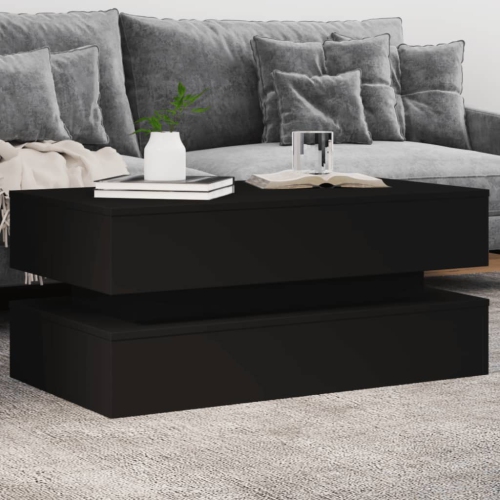 vidaXL Coffee Table with LED Lights Black 90x50x40 cm