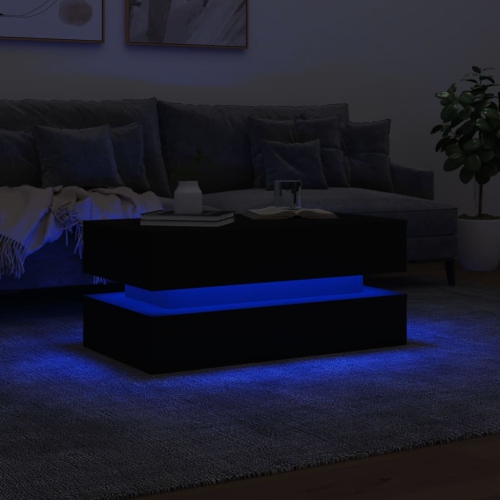 vidaXL Coffee Table with LED Lights Black 90x50x40 cm