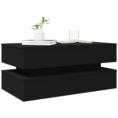 vidaXL Coffee Table with LED Lights Black 90x50x40 cm