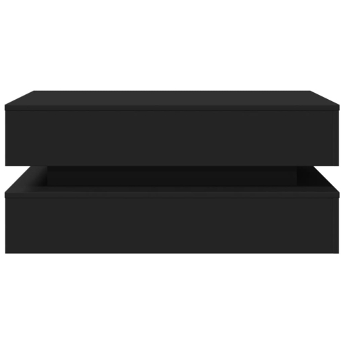 vidaXL Coffee Table with LED Lights Black 90x50x40 cm