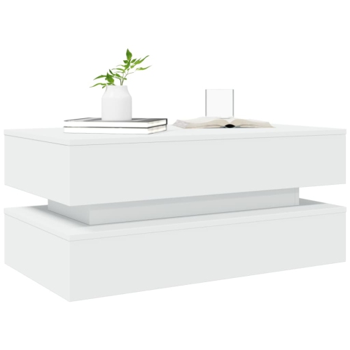 vidaXL Coffee Table with LED Lights White 90x50x40 cm