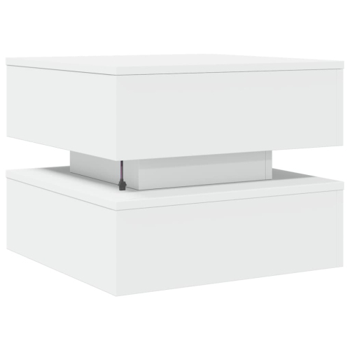 vidaXL Coffee Table with LED Lights White 50x50x40 cm