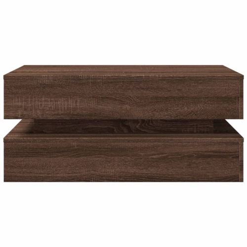 vidaXL Coffee Table with LED Lights Brown Oak 90x50x40 cm