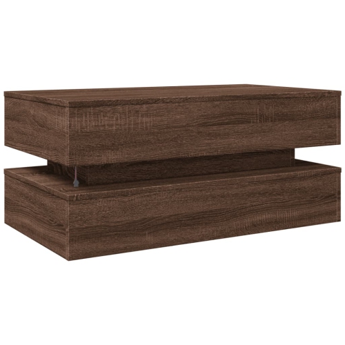 vidaXL Coffee Table with LED Lights Brown Oak 90x50x40 cm