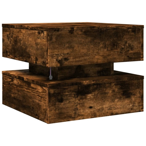 vidaXL Coffee Table with LED Lights Smoked Oak 50x50x40 cm