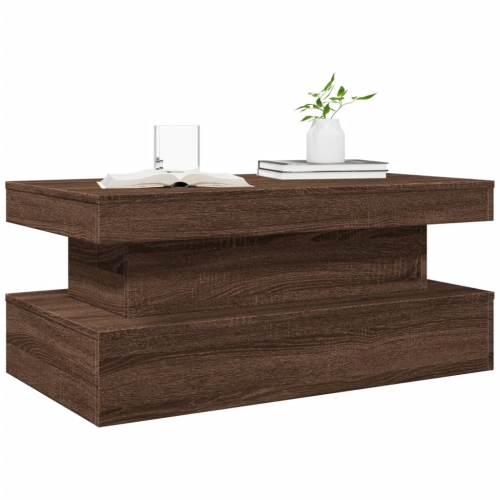 vidaXL Coffee Table with LED Lights Brown Oak 90x50x40 cm