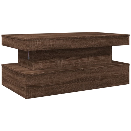 vidaXL Coffee Table with LED Lights Brown Oak 90x50x40 cm