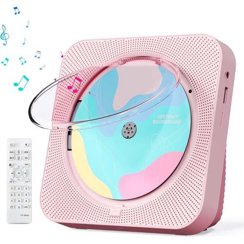CD Player Portable with Bluetooth,Desktop CD Player with HiFi Sound Speakers,Remote Control,Dust Cover,LED Display,Boombox FM Radio USB AUX for