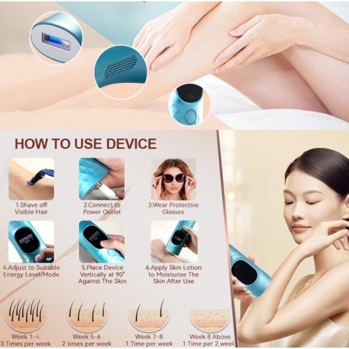 Laser Hair Removal for Women Men,Nearly Painless Ice-cooling IPL Hair Removal Device for Home Use,Hair Remover with Goggle,999999 Flashes for Body &