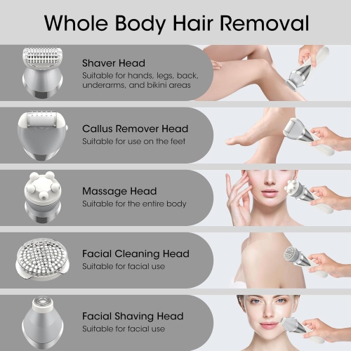 Epilator for Women,Electric Epilator Hair Removal,Women Hair Shaver for Bikini Line,Face Razor,Waterproof Painless Lady Shaver Wet & Dry Use-White