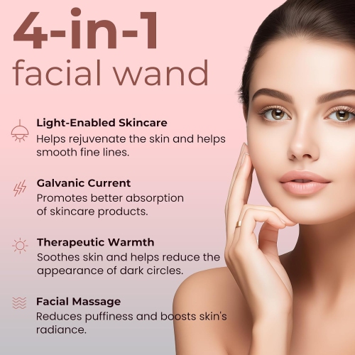 Red Light Therapy Device for Face & Eyes,LED Light Therapy Wand for Face Neck,Microcurrent Facial Device for Anti-Aging,Face & Eye Massager