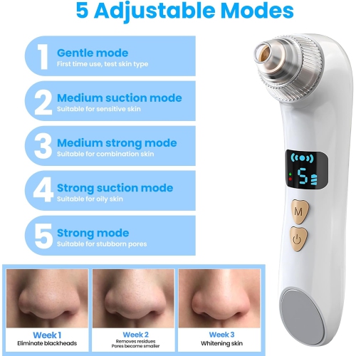 Blackhead Remover Vacuum,Blackhead Vacuum for Face with Camera,Pore Vacuum for Men & Women,6 Suction Head & 5 Mode,Blackhead Remover Tool with Hot