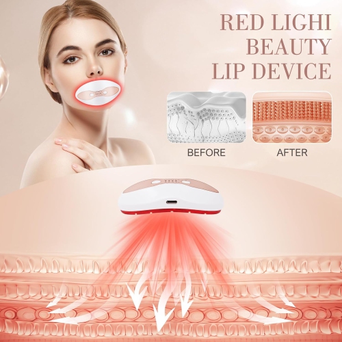 Lip Plumper Device Red Light Therapy,2 in 1 Lip & Eye Care Tool with Heated for Anti-Aging,Smooth Lip Wrinkles,Lip Plumper Device & Reduce Dark
