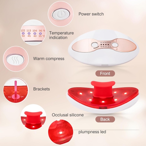 Lip Plumper Device Red Light Therapy,2 in 1 Lip & Eye Care Tool with Heated for Anti-Aging,Smooth Lip Wrinkles,Lip Plumper Device & Reduce Dark