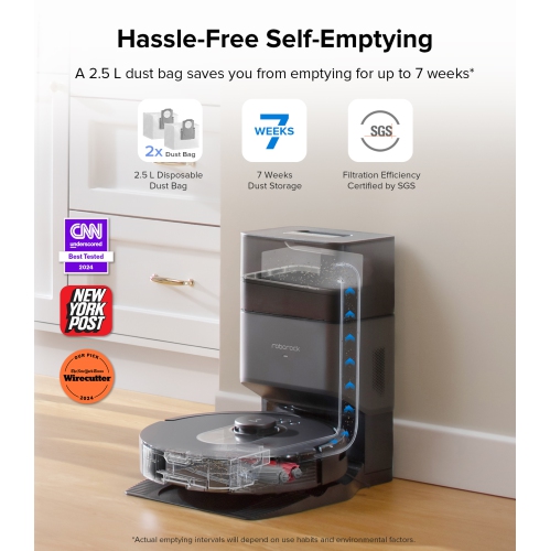 Refurbished - Roborock Q5 Max+ Certified Refurbished Robot Vacuum with Self-Empty Dock, Upgraded from Q5+, 5500 Pa Suction, DuoRoller Brush,