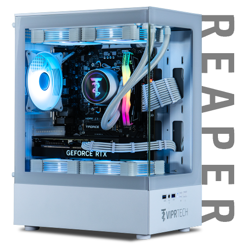 ViprTech Reaper 1.0 Liquid-Cooled PC - AMD Ryzen 7 8700F, RTX 3060 12GB, 16GB DDR5, 1TB NVMe SSD, VR-Ready, Streaming, Win 11, Gaming Desktop