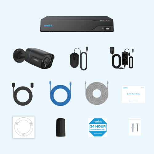 Reolink Wired 8-CH 2TB NVR Security System with 4 4K UHD Bullet Cameras - Black